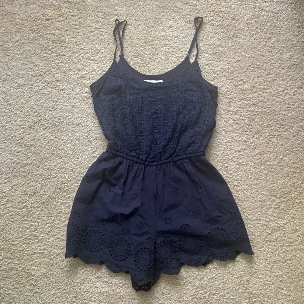 Navy Blue Lace Romper